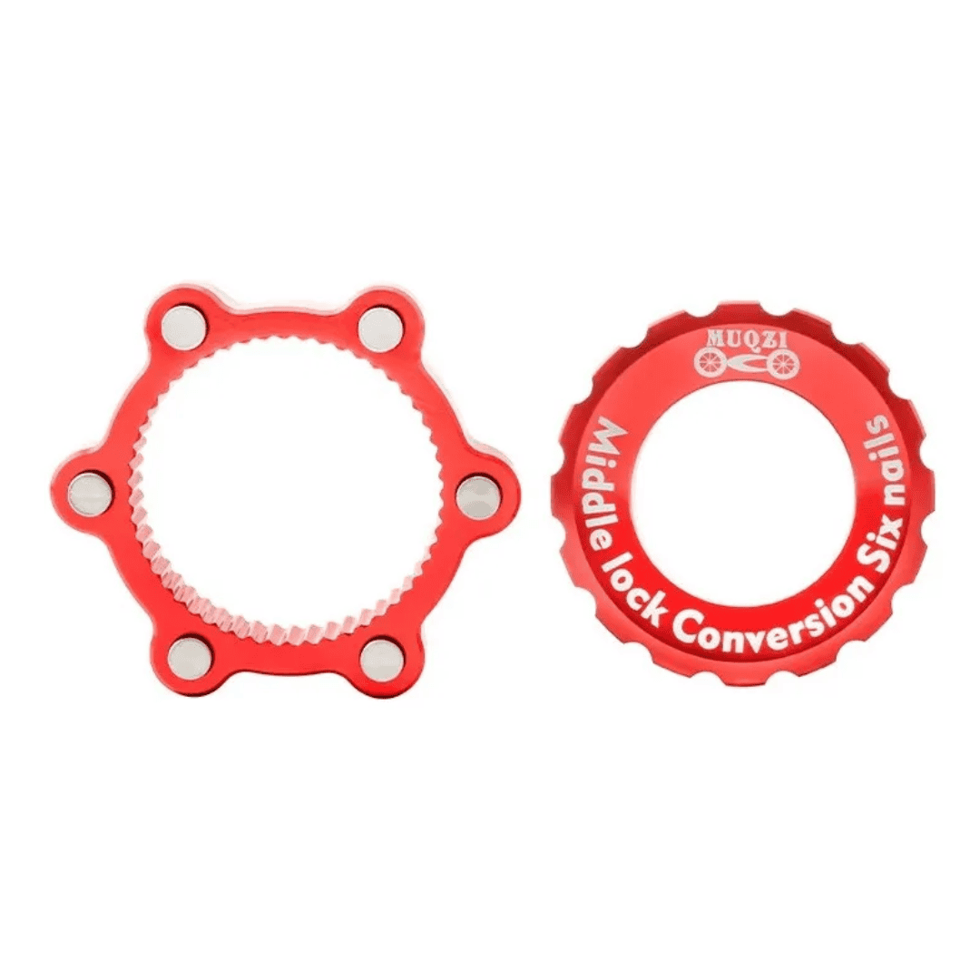 Adaptador maza disco freno centerlock a 6 tornillos Rojo